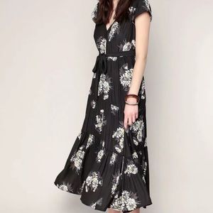 Free People Black Floral Maxi Dress with White and Yellow Blooms